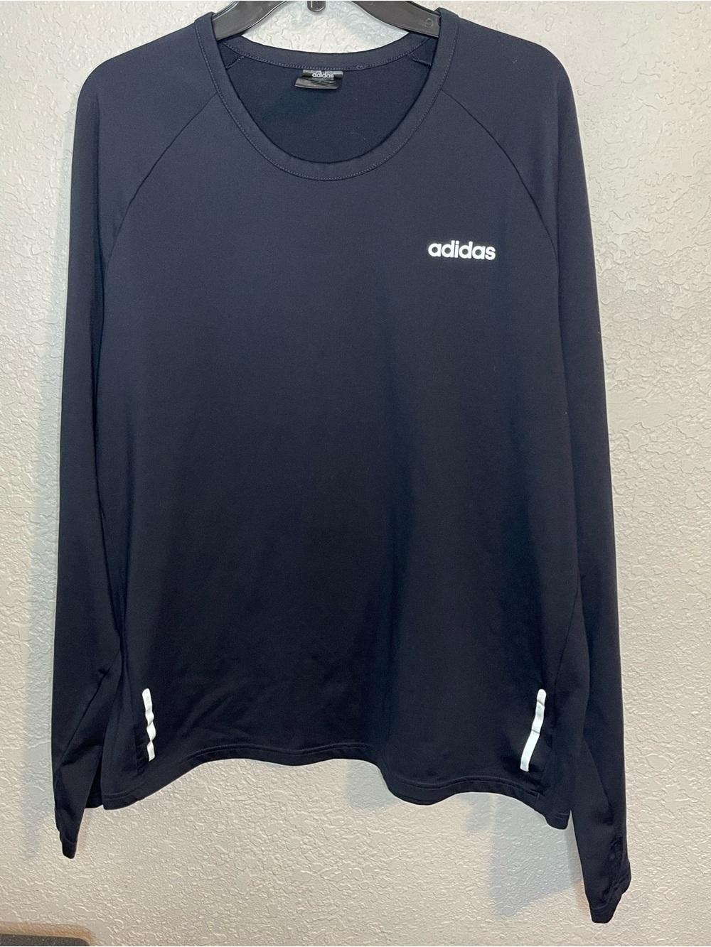 adidas Men’s Black Long-Sleeve Crew Sweatshirt with White Logo